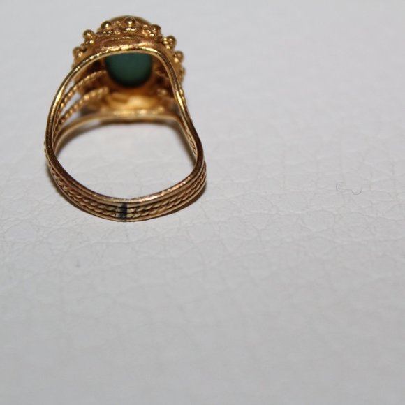 VINTAGE GOLD AND TURQUOISE RING SIZE 5 - Picture 3 of 6